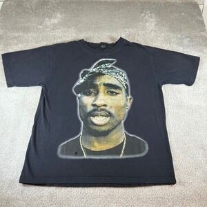 Vintage 90s Tupac Shakur Graphic Hip Hop Rap Tee Black Bandana T-Shirt Men's XL